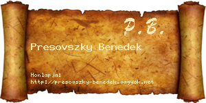 Presovszky Benedek névjegykártya